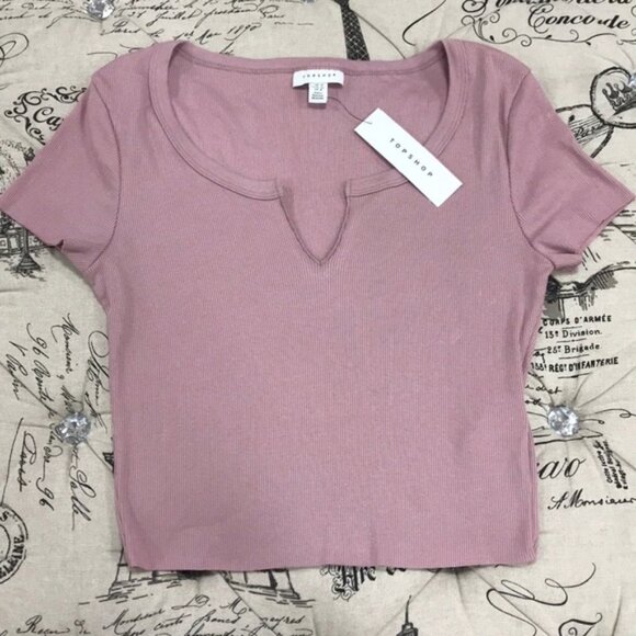 Topshop White Notch T-Shirt - Picture 2 of 7